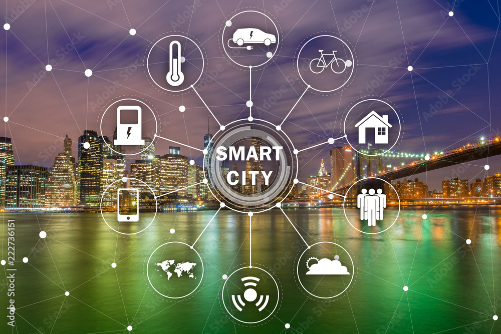 Fototapeta premium Concept of smart city and internet of things