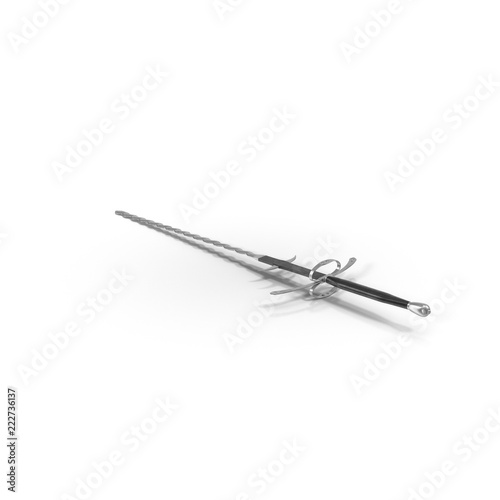 German Landsknecht Flamberge Sword on white. 3D illustration