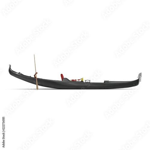Venice Luxury Gondola Boat on white. Side view. 3D illustration