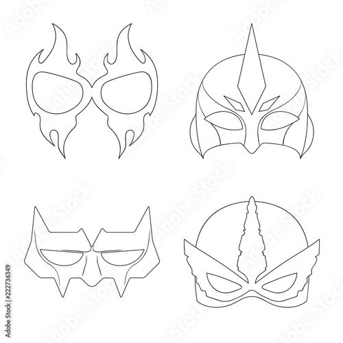 Isolated object of hero and mask sign. Collection of hero and superhero vector icon for stock.
