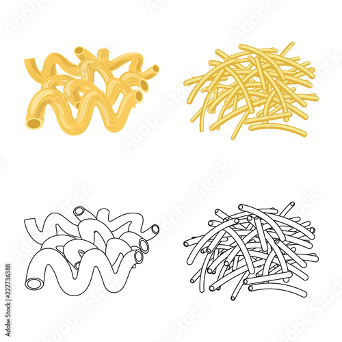 Isolated object of pasta and carbohydrate sign. Collection of pasta and macaroni stock vector illustration.