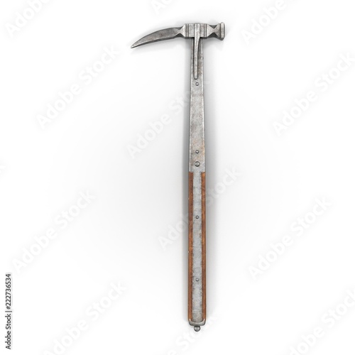 Medieval Military Hammer on white. Top view. 3D illustration