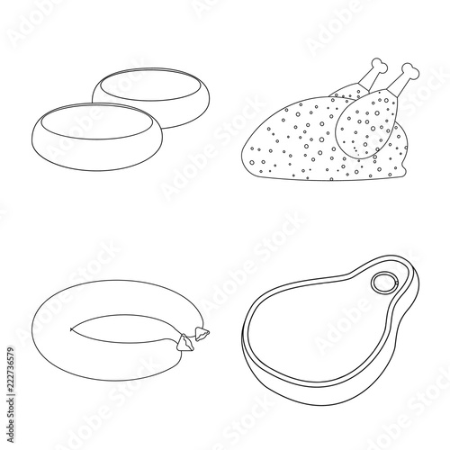 Vector illustration of meat and ham icon. Set of meat and cooking vector icon for stock.