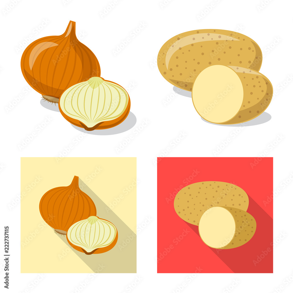 Isolated object of vegetable and fruit logo. Set of vegetable and vegetarian stock vector illustration. Isolated object of vegetable and fruit logo. Set of vegetable and vegetarian stock vector illustration.