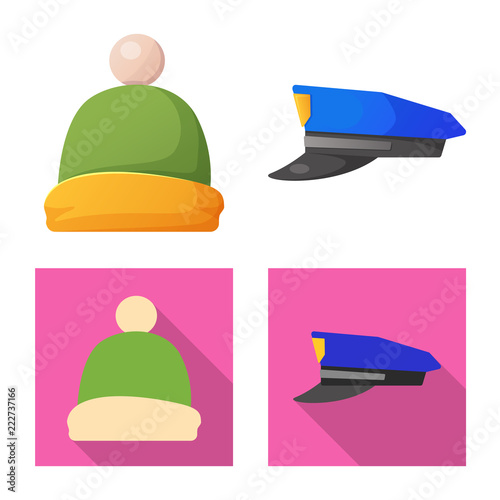 Vector design of headgear and cap icon. Collection of headgear and accessory stock symbol for web.
