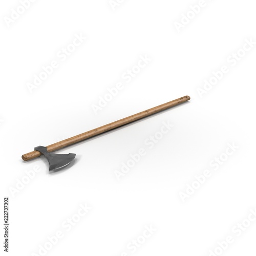 Viking Long Axe on white. 3D illustration