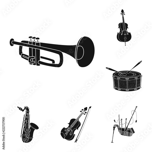 Vector design of music and tune symbol. Set of music and tool stock vector illustration.