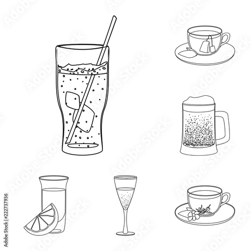 Vector design of drink and bar sign. Set of drink and party vector icon for stock.