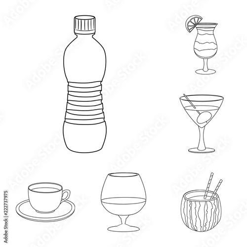 Vector illustration of drink and bar logo. Collection of drink and party stock symbol for web.