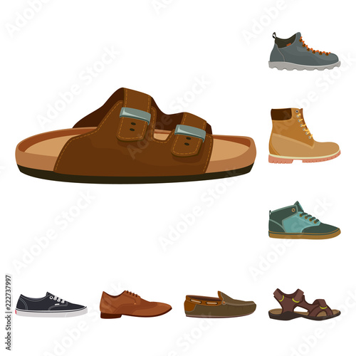 Isolated object of man and foot sign. Collection of man and wear stock vector illustration.