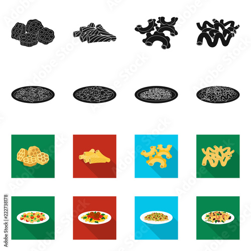 Vector design of pasta and carbohydrate logo. Set of pasta and macaroni stock vector illustration.