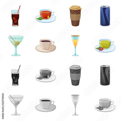 Isolated object of drink and bar icon. Set of drink and party vector icon for stock.
