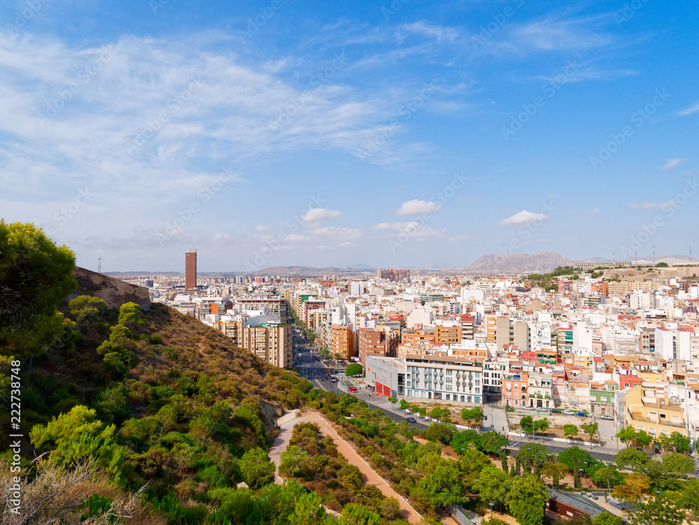 Aerial panorama of the beautiful city of Alicante. Spain.
