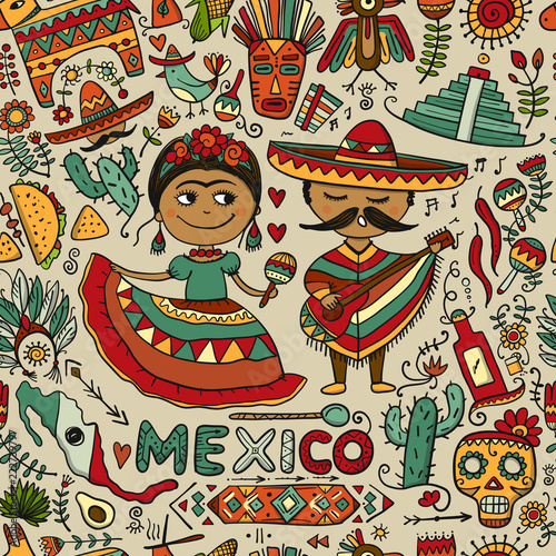 Travel to Mexico. Seamless pattern for your design