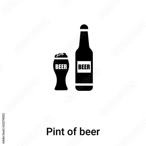 Pint of beer icon vector isolated on white background, logo concept of Pint of beer sign on transparent background, black filled symbol