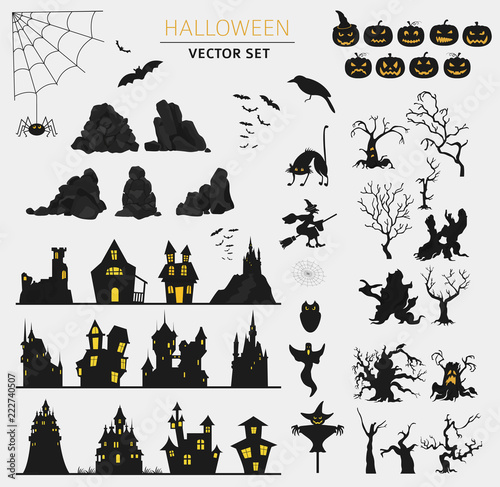 Halloween holiday info graphic elements. Flat design