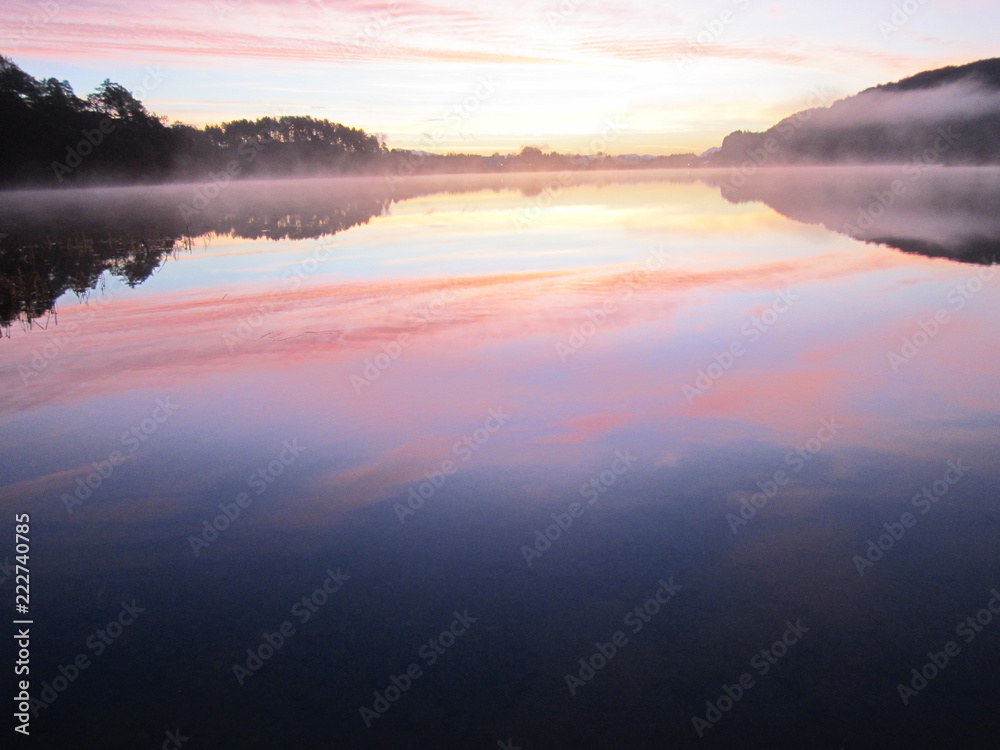 Fototapeta premium The sunrise over the lake...Wolflake...Os Norway