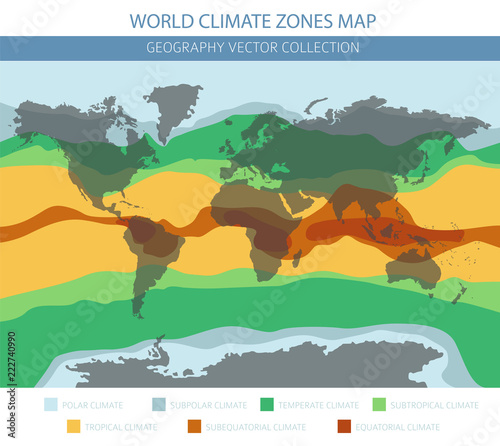 World climate zones map elements. Build your own geography info graphic collection