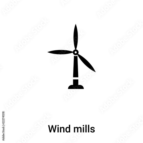 Wind mills icon vector isolated on white background, logo concept of Wind mills sign on transparent background, black filled symbol