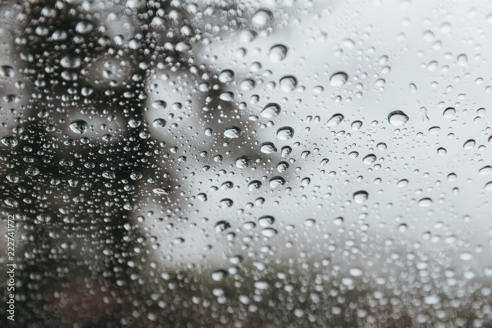 Water droplets on car windshield Water droplets on car windshield