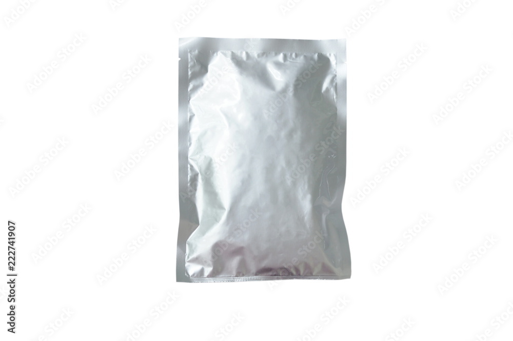 snack package aluminum foil mock-up on white background snack package aluminum foil mock-up on white background