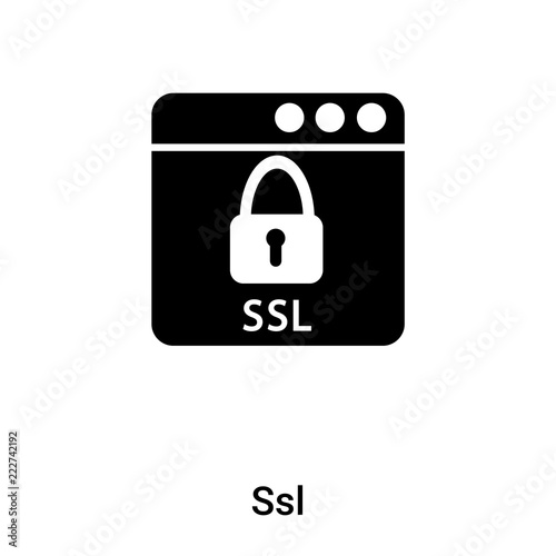 Ssl icon vector isolated on white background, logo concept of Ssl sign on transparent background, black filled symbol