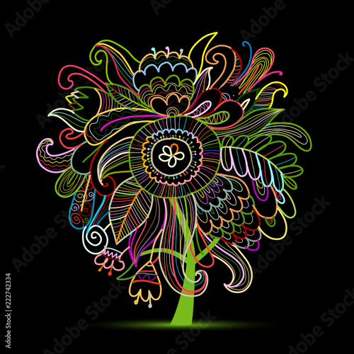 Floral magic tree, sketch for your design