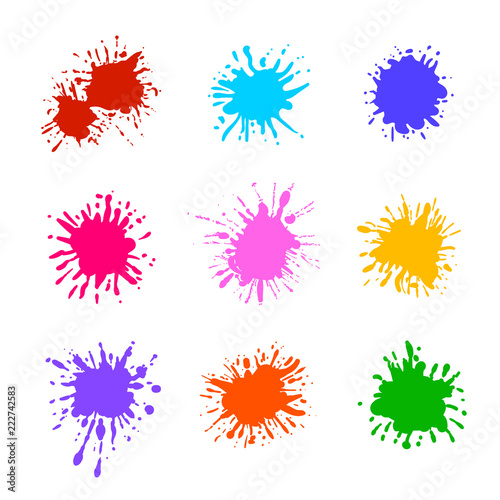 Vector Collection of Colorful Paint Splatters Isolated, Blank Brush Templates.