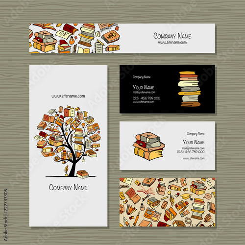 Books library, business cards design