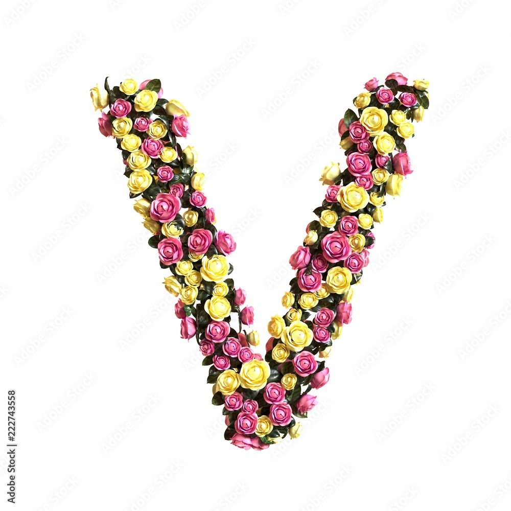 Flowered alphabet floral letter collection 3d illustration Flowered alphabet floral letter collection 3d illustration