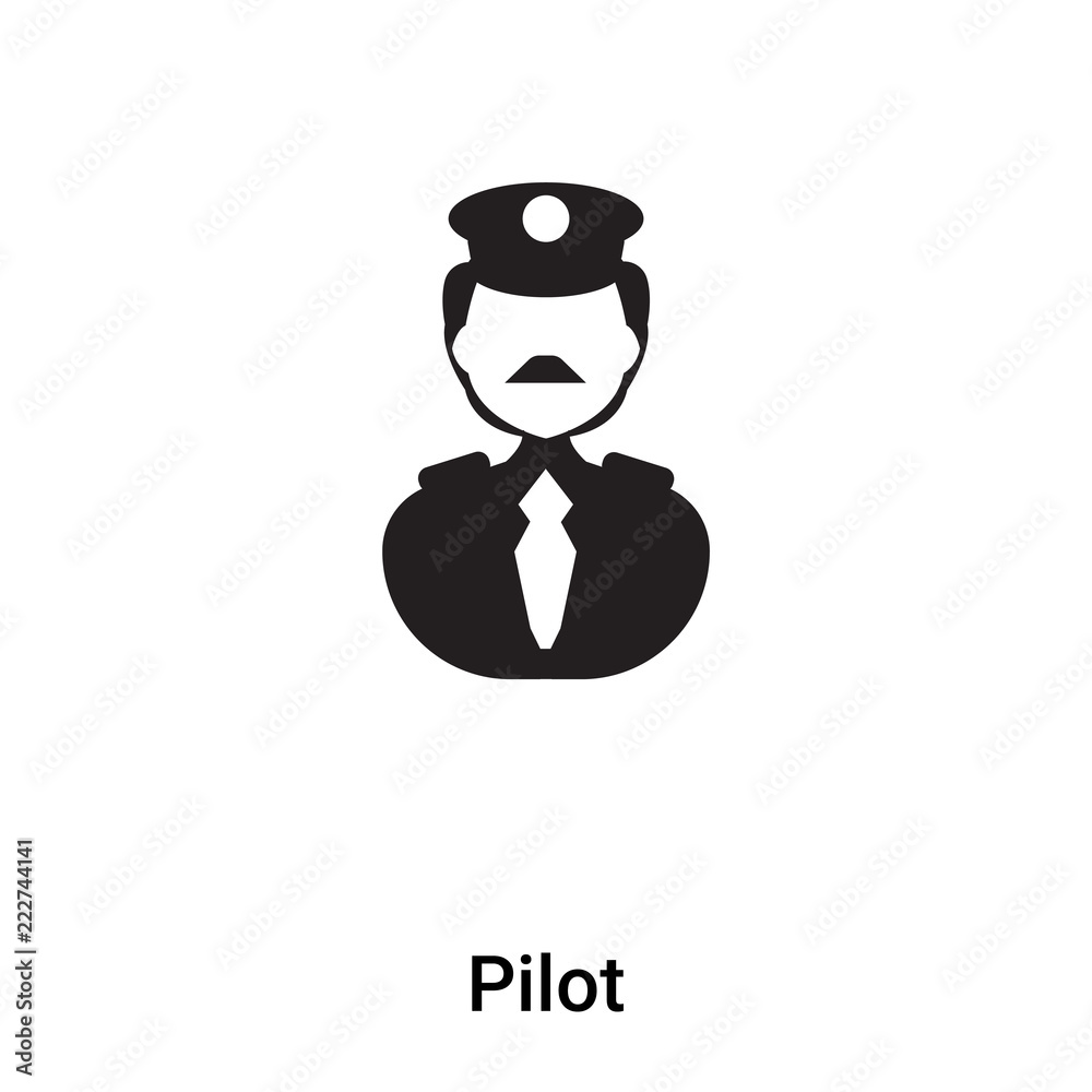 Pilot icon vector isolated on white background, logo concept of Pilot sign on transparent background, black filled symbol Pilot icon vector isolated on white background, logo concept of Pilot sign on transparent background, black filled symbol