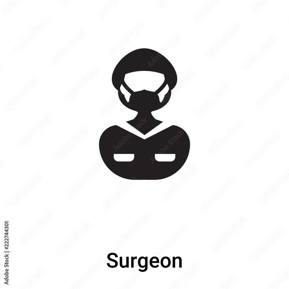Surgeon icon vector isolated on white background, logo concept of Surgeon sign on transparent background, black filled symbol