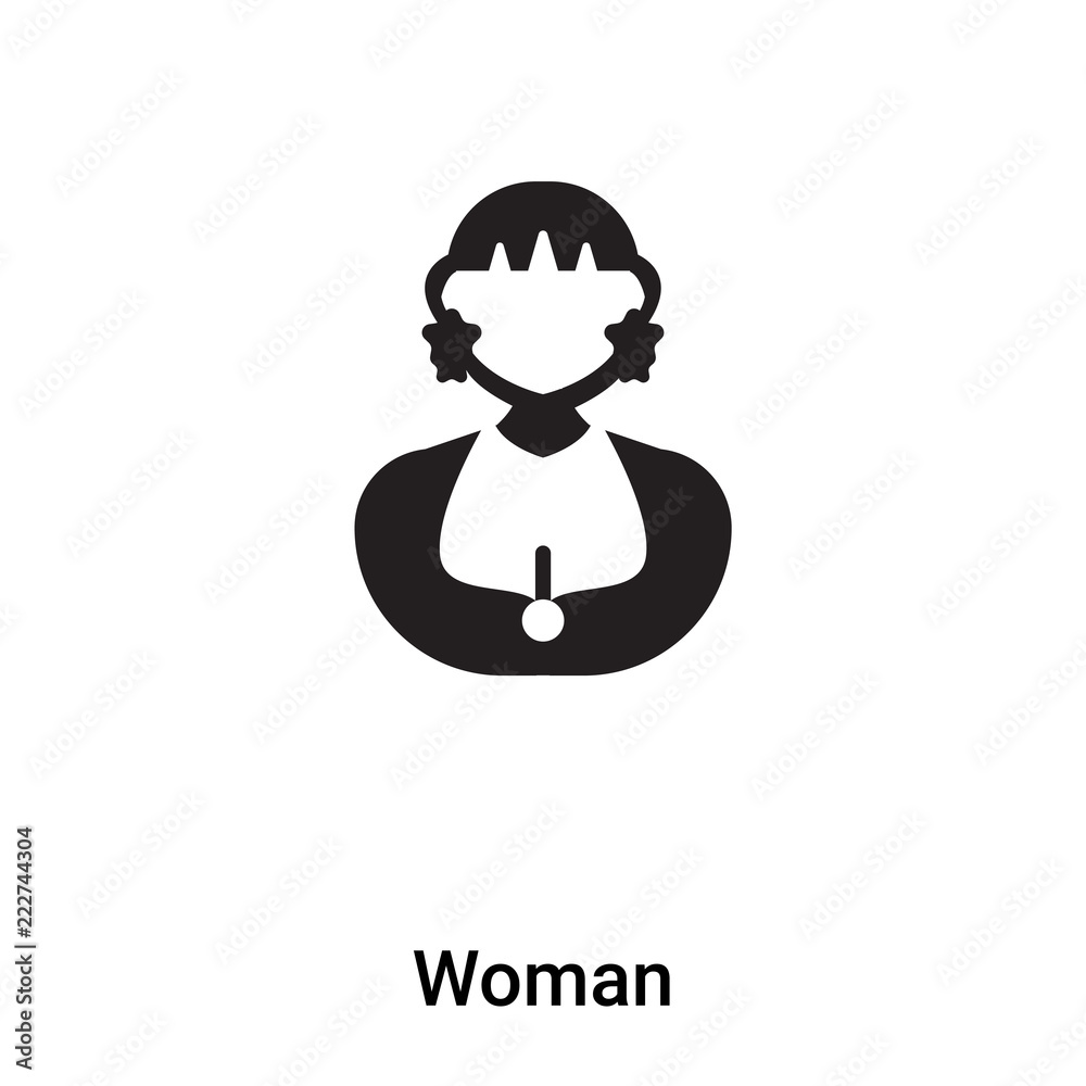 Woman icon vector isolated on white background, logo concept of Woman sign on transparent background, black filled symbol Woman icon vector isolated on white background, logo concept of Woman sign on transparent background, black filled symbol