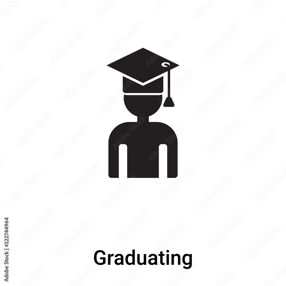 Graduating icon vector isolated on white background, logo concept of Graduating sign on transparent background, black filled symbol Graduating icon vector isolated on white background, logo concept of Graduating sign on transparent background, black filled symbol