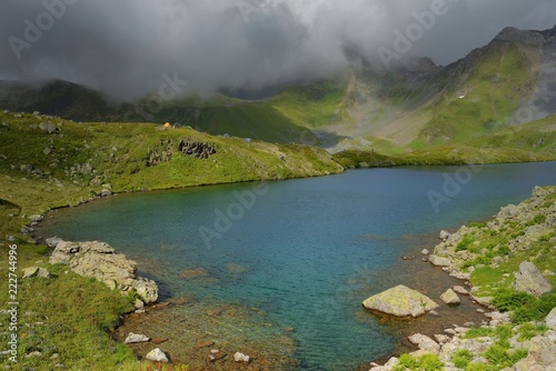 Lake in mountains photo