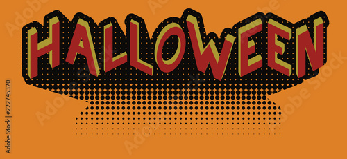 Halloween in retro style with isometric projection of letters. Banner. Title to invitation.