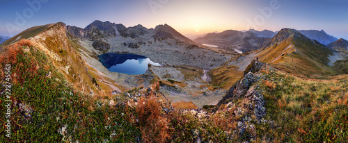 Mountain landcape panorama at summer with lake in Tatras, Poland