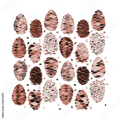 Cedar cone set, sketch for your design