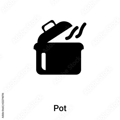 Pot icon vector isolated on white background, logo concept of Pot sign on transparent background, black filled symbol