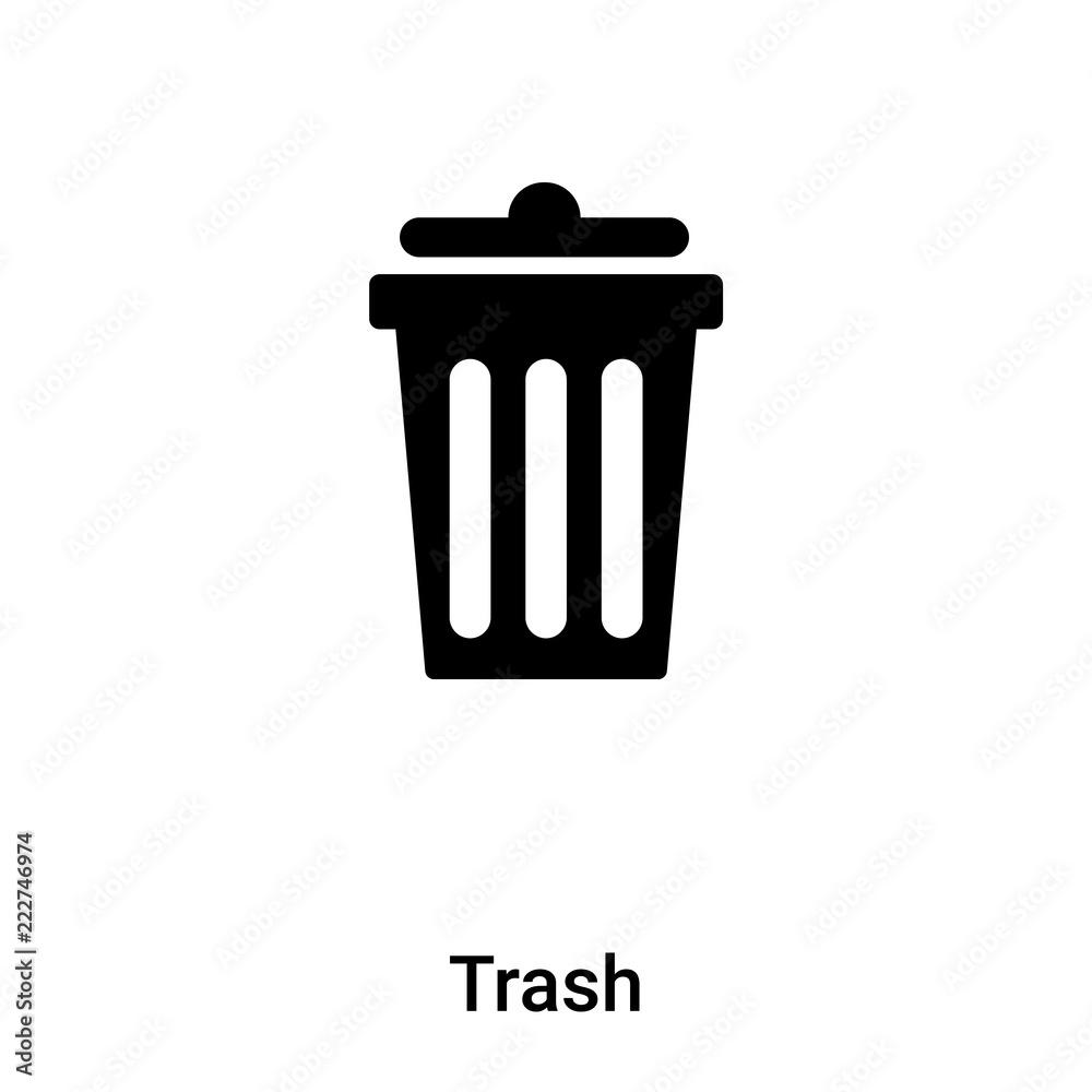 Trash icon vector isolated on white background, logo concept of Trash sign on transparent background, black filled symbol Trash icon vector isolated on white background, logo concept of Trash sign on transparent background, black filled symbol