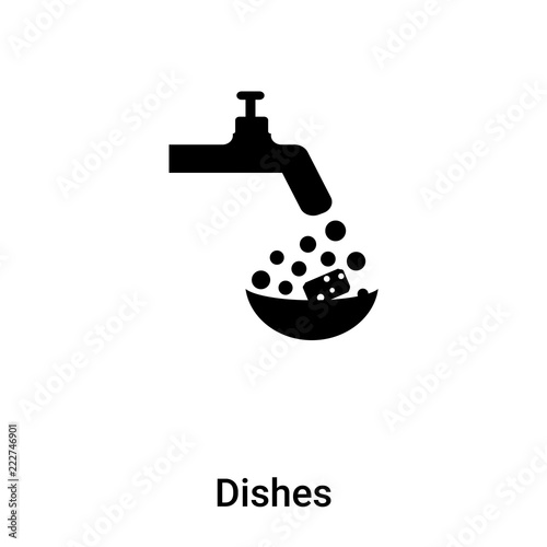 Dishes icon vector isolated on white background, logo concept of Dishes sign on transparent background, black filled symbol
