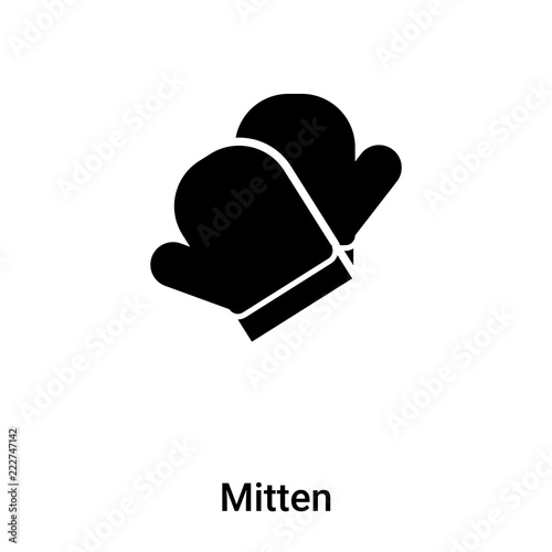 Mitten icon vector isolated on white background, logo concept of Mitten sign on transparent background, black filled symbol