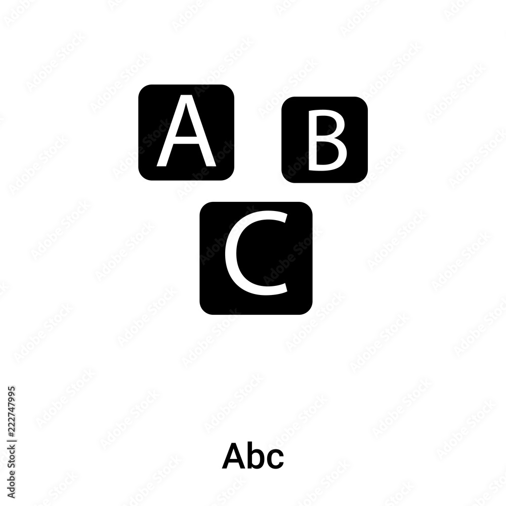 Abc icon vector isolated on white background, logo concept of Abc sign on transparent background, black filled symbol Abc icon vector isolated on white background, logo concept of Abc sign on transparent background, black filled symbol