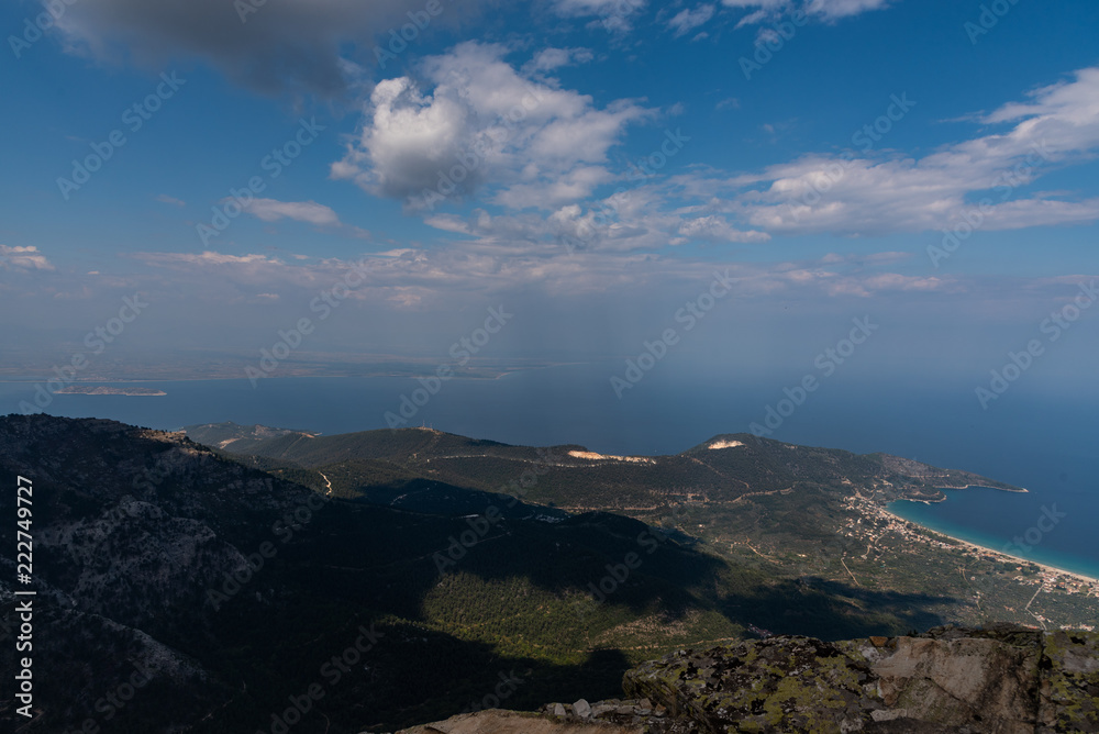 aerial view of mountains thassos