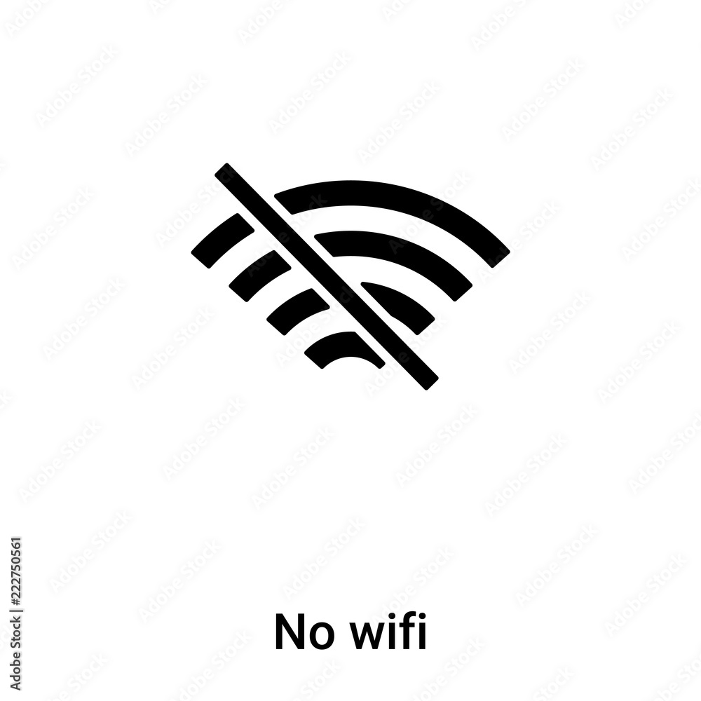 No wifi icon vector isolated on white background, logo concept of No wifi sign on transparent background, black filled symbol No wifi icon vector isolated on white background, logo concept of No wifi sign on transparent background, black filled symbol