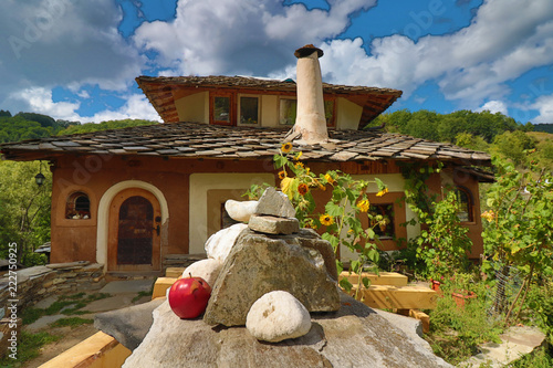 Old houses in the historical cultural reserve village of Dolen, Bulgaria. Dolen is famous with its 350 old houses – an example of 19th century Rhodopean architecture. photo