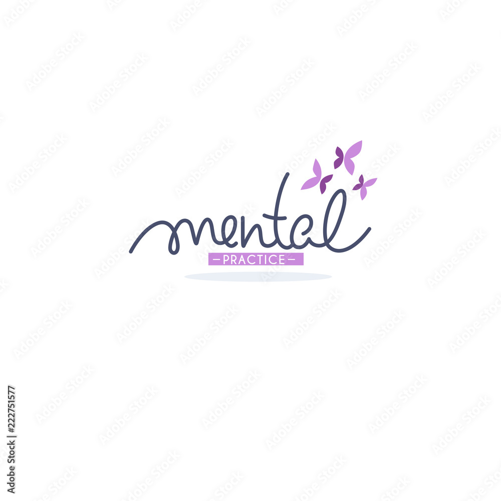 Mental Practice, lettering composition in doodle stylr for your logo, label, emblem