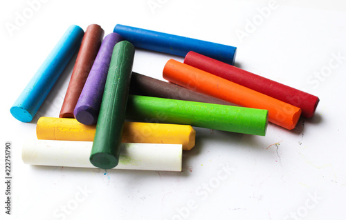 Wax Pencils on White Background