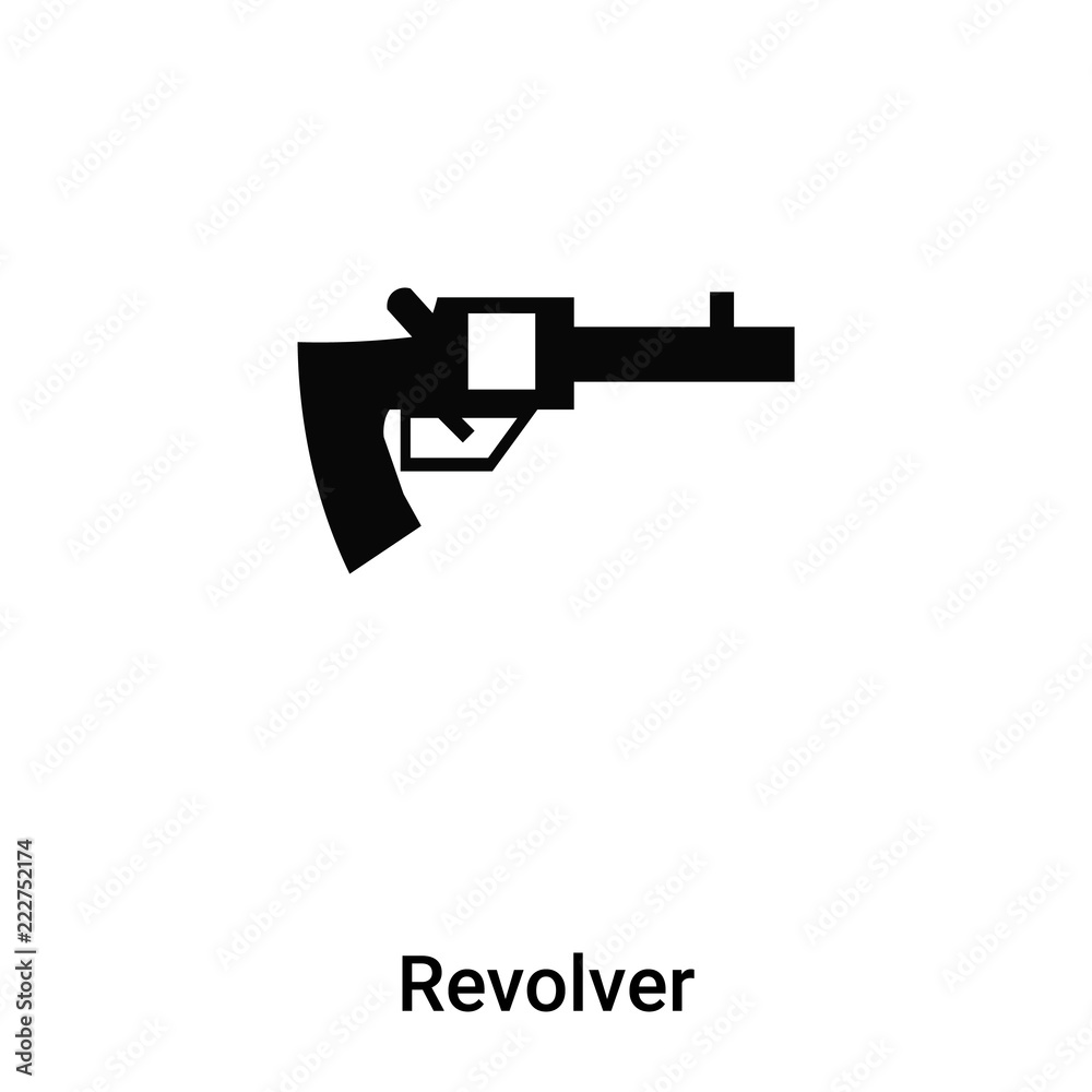 Revolver icon vector isolated on white background, logo concept of Revolver sign on transparent background, black filled symbol Revolver icon vector isolated on white background, logo concept of Revolver sign on transparent background, black filled symbol