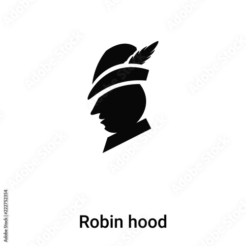 Robin hood icon vector isolated on white background, logo concept of Robin hood sign on transparent background, black filled symbol